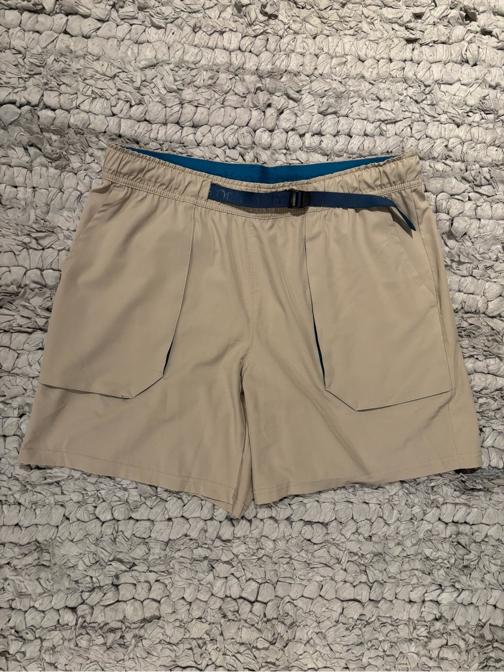 Motion Brand Beige Active Shorts with Elastic Waist and Built In Belt